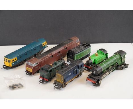 Five Hornby OO gauge locomotives to include Western Courier, Flying Scotsman, Little Giant, 0-6-0 1464 &amp; BR 08830 plus a 