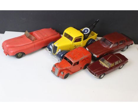 Five mid 20th C onwards diecast and plastic models to include Mettoy Royal Mail van, Solido Michelin breakdown truck etc, sho
