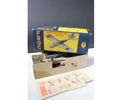 Boxed Frog Singe Seat Fighter mark V model plane, unchecked but appears to be complete with instructions, some play wear, box