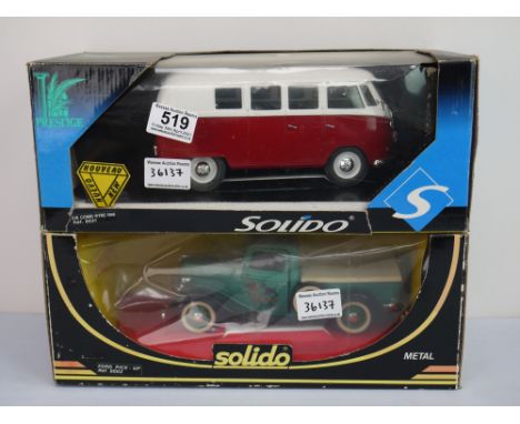 Two boxed Solido Prestige diecast models to include 8002 Ford Pick Up and 8031 VW Combi Vitre1966, diecast gd, boxes dusty wi