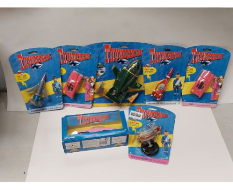 Six carded Vivid Imagination Thunderbird vehicles to include Thunderbird 1, Thunderbird 2, Thunderbird 3, Thunderbird 5 and 2