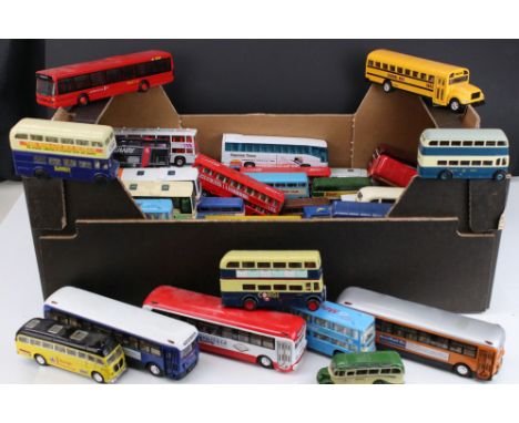 Around 50 diecast and plastic model buses to include Corgi, EFE etc 