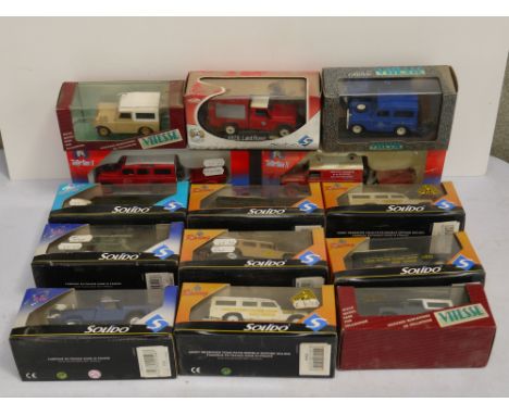 A collection of boxed Solido and Vitesse diecast Land Rovers to include Land Rover series 1, Land Rover Defender Country and 