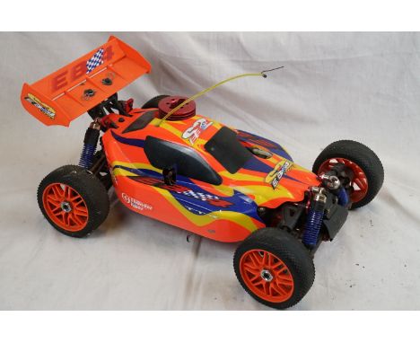 A Thunder Tiger EB-4 S2.5 Pro 1/8 scale nitro buggy 4WD. 