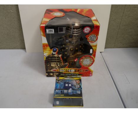 Doctor Who - Boxed BBC Doctor R/C Dalek, showing signs of playwear and untested, plus carded BBC Doctor Who Wind-Up Tardis (2
