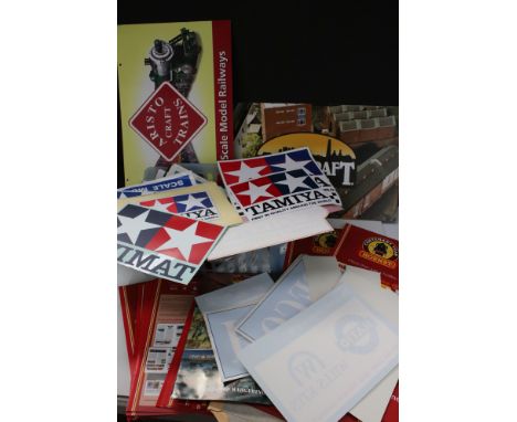 Ex Shop Stock - Group of model railway ephemera to include Hornby catalogues, various branded stickers featuring many Tamiya 