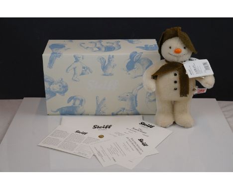 Steiff - boxed Snowman 664557, approx 25cm, with certificate 