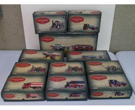 11 Boxed 1:50 Corgi Classics Vintage Glory of Steam diecast models to include 80004 Wynns, 80112, Marstons Road Services, 800