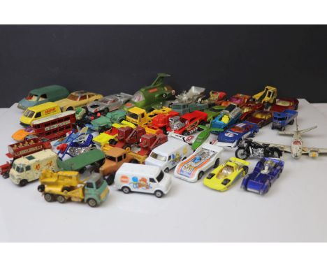 Quantity of vintage play worn diecast models to include Matchbox, Dinky etc 