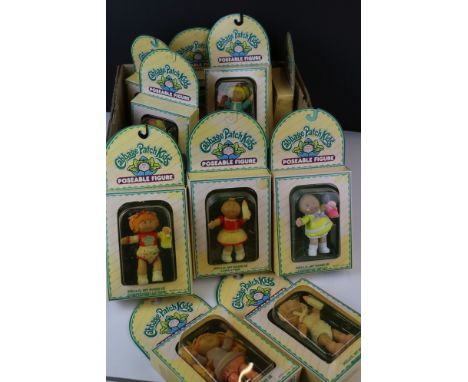 11 Boxed Panosh Place Cabbage Patch Kids Poseable Figures, all variants, unopened, discolouring to box window 