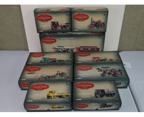 Nine boxed 1:50 Corgi Vintage Glory of Steam diecast models to include 80110 Le Mont Blanc &amp; Caravan, 80001 Tate &amp; Ly