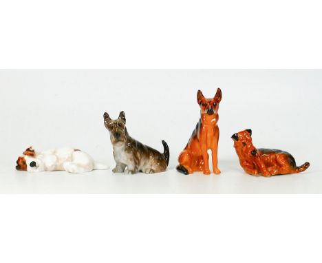 Royal Doulton K series Dogs to include Seated Alsatian K13, Lying Terrier K5, Lying Sealyham Terrier K4 &amp; Seated Cairn Te