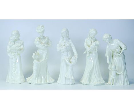 Five Royal Worcester Compton &amp; Woodhouse figures to include 'The Christening', 'Sweet Dreams', 'The Arrival', 'Once upon 