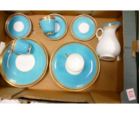 A collection of Early 20th Century Minton Turquoise &amp; Gilt decorated tea ware including cups &amp; saucers, shallow bowls