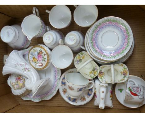 A mixed collection of ceramic items to include Royal Stafford Part tea set, Coalport lidded pot, Royal Doulton Posey Baskets,