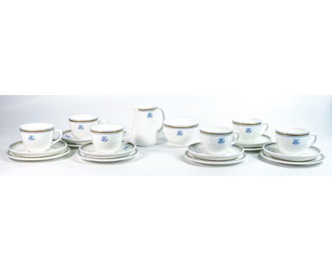 Wedgwood 'RAC' monogrammed 20 piece tea set to include six trios, milk and sugar. 