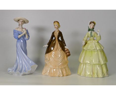 Two Royal Worcester Lady Figures to include Autumn Song and Sincerity together with Coalport Ladies of Fashion figure Jeanett