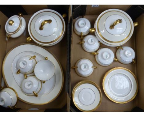 Royal Doulton The Agincourt patterned Dinner ware items to include Two lidded tureens, large oval platter, 9 soup coups, 7 sa
