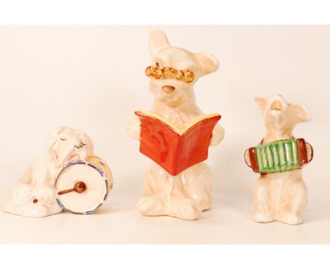 Beswick Comical Dog reading 831, Comical Dog with Drum 819 &amp; Dog with Accordion 811(3) 