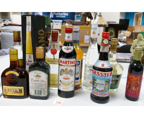 A collection of vintage liqueurs including Galliano, Alfred Schladerer, Cachaca, Lapponia, Triple sec, Ricard, De Kuyper etc 