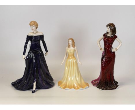 Three Royal Doulton Lady Figures to include Diana, Princess of Wales, Pretty Ladies Hannah and The Gemstones Collection Octob