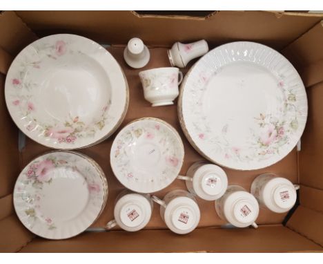 Royal Stafford floral patterned dinner and tea ware items to include 6 cups, 6 saucers, 6 side plates, 6 dinner plates, 6 rim