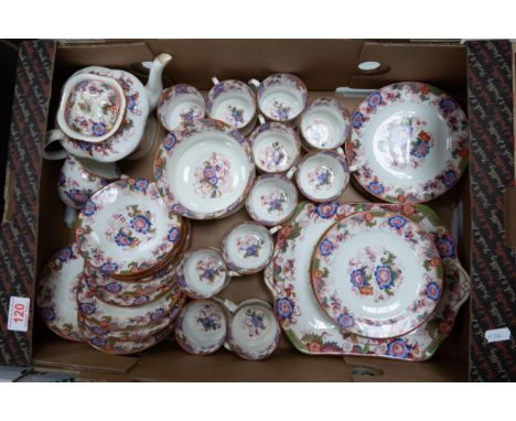 A large collection of Floral Cauldon part tea set including 11 trio's, teapot etc 