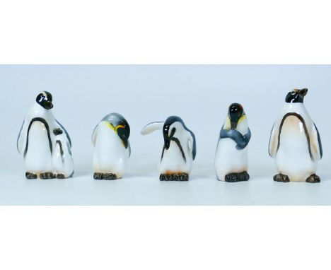 Five Royal Doulton K series miniature penguins including K24, K21, K20, K22 &amp; K25(5) 