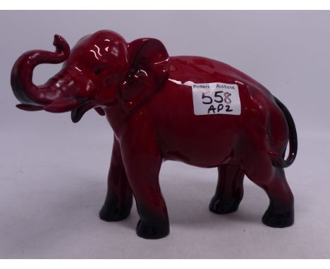 Royal Doulton Large Flambe Elephant with trunk in salute HN966 height (17cm) 