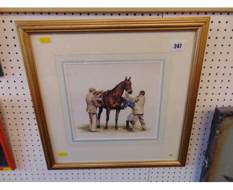 A Horse racing print, 1990, by Ferguson, approx 45 x 44cms