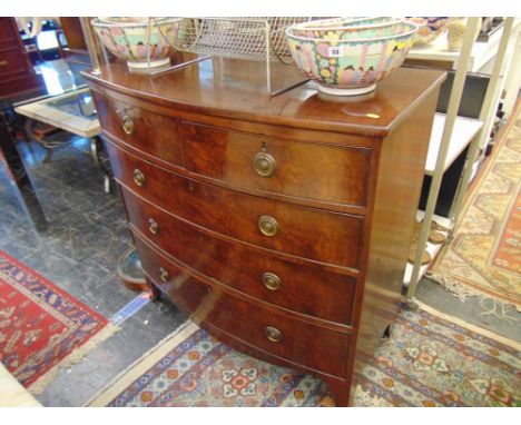 Two over three bow fronted chest of drawers