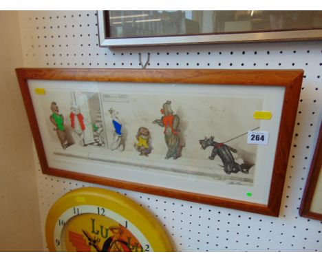 A print, by Boris O'Klein, 1930's, one of the Dirty dogs of Paris series, signed, 53 x 25 cm