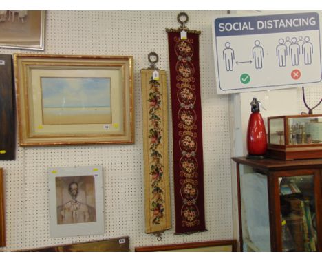Two tapestry and gilt wall hangings