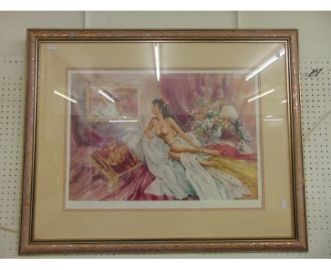 A limited edition print by Gordon King, reclining  lady, 246/850