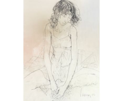 Jean Jansem (French, 1920-2013)Portrait of a seated ballerina signed and dated 'Jansem 82' (lower right)watercolour, pencil a