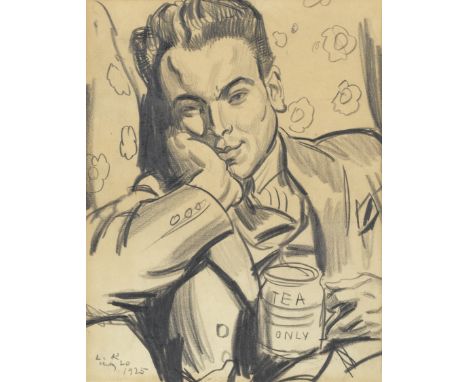 Dame Laura Knight, RA, RWS (British, 1877-1970)Portrait of Van Norman Lucas drinking teasigned and dated 'L.K/May 20/1925' (l