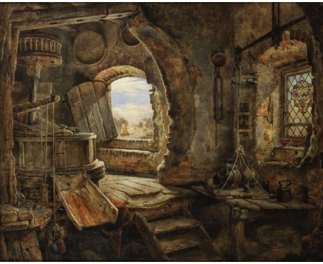 Edward William Cooke, RA (British, 1811-1880)The upper floor of Rembrandt's father's mill, Koukerksigned, dated 'E.W. Cooke/1