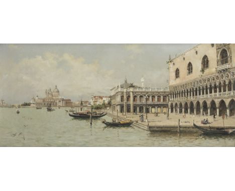 Antonio María de Reyna Manescau (Spanish, 1859-1937)The Doge's Palace and the Molo, Venice with the Church of Santa Maria del