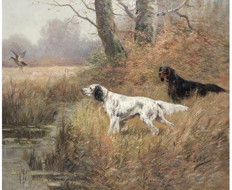 Eugene Petit (French, 1839-1886)Spaniels flushing a woodcock signed 'E.Petit' (lower right)oil on canvas 54 x 65.1cm (21 1/4 