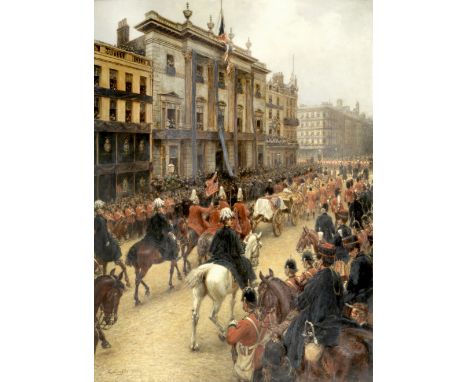 Ernest Crofts, RA (British, 1847-1911)'Funeral of Her late Majesty Queen Victoria' signed and dated 'E.Crofts 1901.' (lower l