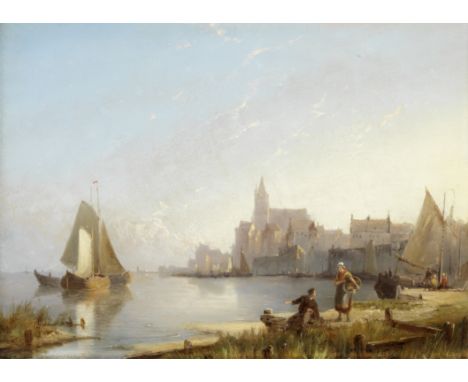 Pieter Cornelis Dommersen (Dutch, 1834-1908)Kampen on the Zuiderzee signed and dated 'P.C.Dommersen.1890' (lower left); stamp