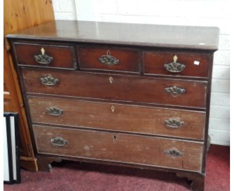 A NINETEENTH CENTURY MAHOGANY CHEST, with three long and three short drawers. Raised on bracket feet. 48" (122cm) wide. (1) 