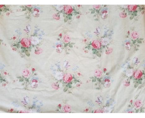 TWO PAIRS OF VERY ATTRACTIVE LINED AND INTERLINED CURTAINS. Cream ground with all over floral pattern. 90" (230cm) long x 80"