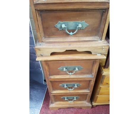A PAIR OF LARGE THREE DRAWER MAHOGANY BEDSIDE CHESTS, each with plain heavy brass handles. Raised on bracket feet. 31" (79cm)