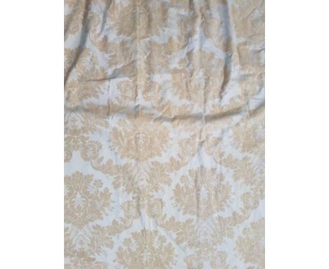 THREE PAIRS OF VERY FINE LINED AND INTERLINED CURTAINS, with ivory and beige self print floral pattern. 8ft (244cm) high x 84