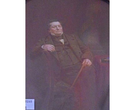 A PAIR OF OVER-PAINTED PORTRAIT PRINTS. Each depicting seated gentleman by a table. One believed to be John Carew, son of Rev