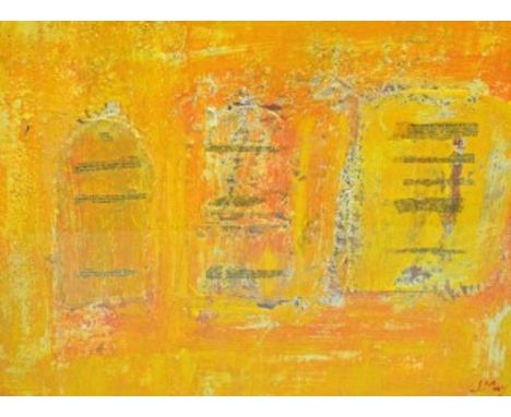 JAMES MAY(TWENTIETH AND TWENTY FIRST CENTURY). 'Near to the Gate of Heaven, Three.' Mixed media on board. 16" (38cm) high x 1