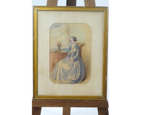 English school, 19th century, Portrait of a lady said to be Miss Elizabeth Howlett, watercolour, label to verso, 40.5cm x 27c