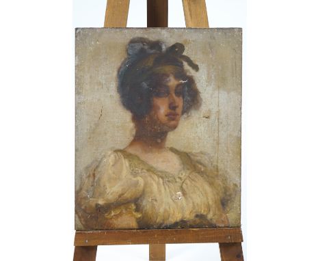 Continental school, A portrait of a Gibson style girl, oil on canvas, 61cm x 50cm