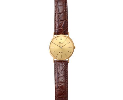 Rolex: An 18 Carat Gold Wristwatch, signed Rolex, model: Cellini, ref: 4112, circa 1995, (calibre 1601) manual wound lever mo